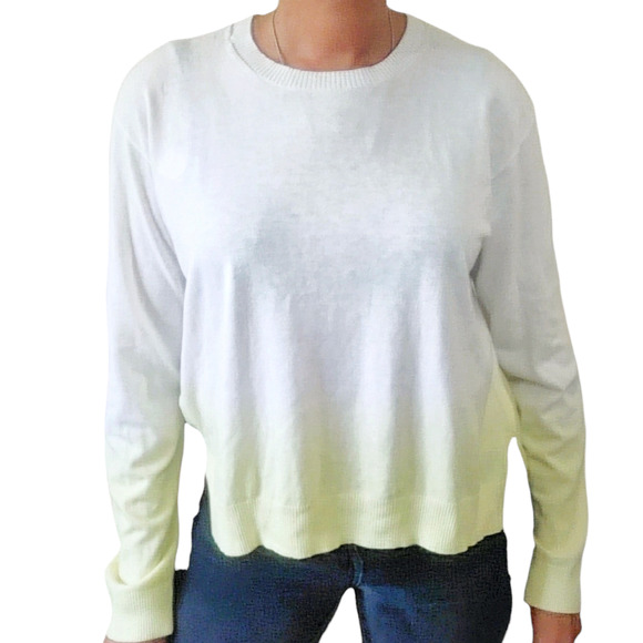 ATM Anthony Thomas Melillo Boxy Dip Dye crewneck sweater yellow ombre Size S NEW - Picture 1 of 7
